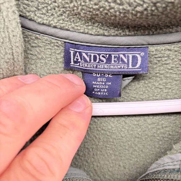 Lands End Full Zip Fleece Vest Sleeveless Jacket with Embroidery Big 2XL 50-52 - Picture 4 of 5